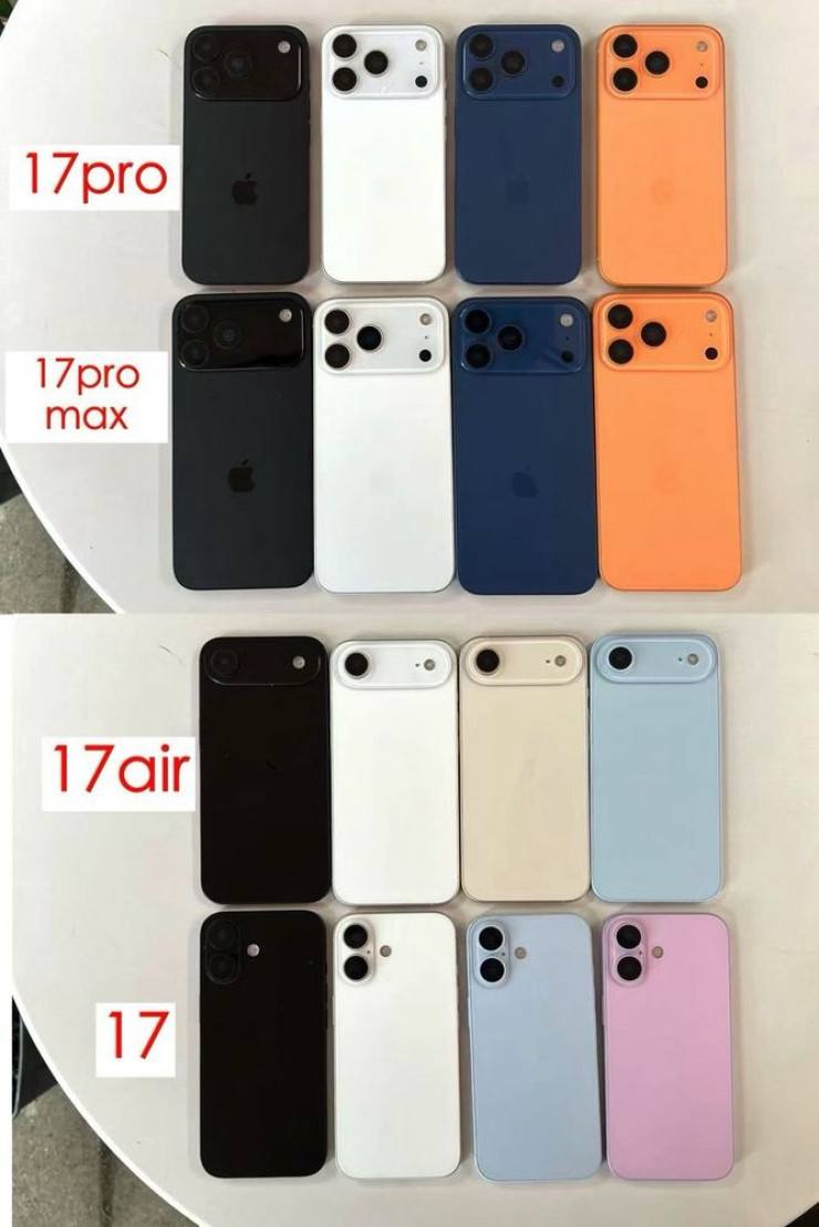 Чем ближе презентация iPhone 17, тем больше появляется "утечек". Инсайдер показал макеты новых айфонов в разных цветах. Как уже предполагалось, iPhone 17 будет доступен в оранжевом и тёмно-синем цветах. Судя по последним фотографиям, в линейку также войдёт розовый, о котором ранее не сообщалось. В перечне цветов также значатся светло-зелёный и фиолетовый.