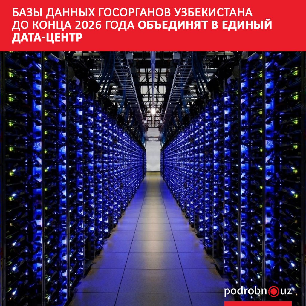 До конца 2026 года ведомственные базы данных объединят в единый дата центр электронной системы правительства После завершения процесса госорганам запретят хранить информацию на своих серверах podrobno uz cat obchestvo bazy dannykh gosorganov uzbekistana do kontsa 2026 goda obedinyat v edinyy data tsentr Telegram Instagram Facebook Читать на узбекском