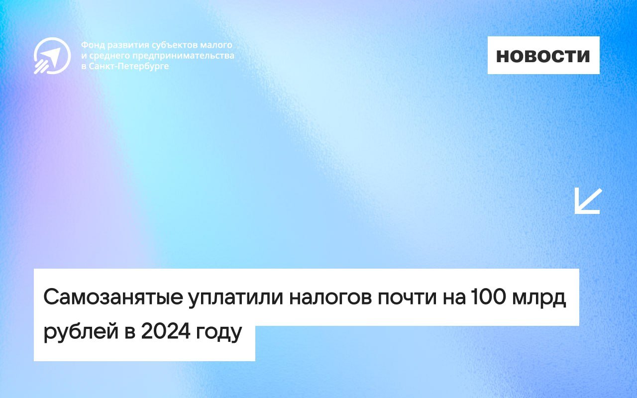 Самозанятые уплатили налогов почти на 100 млрд рублей в 2024 году  Это в 1,6 раза больше, чем годом ранее, подсчитали «Известия» на основе данных ФНС.  На рост поступлений повлияло увеличение количества самозанятых, их выручки и «среднего чека» по их доходам.  Доцент Финансового университета при правительстве РФ Анна Тихонова отметила, что сейчас наблюдается «подготовка» компаний к переходу на прогрессивный НДФЛ. Они заранее переводят своих сотрудников в самозанятость, чтобы частично погашать налоговые убытки.    Фонд развития субъектов МСП в СПб Центр «Мой Бизнес»