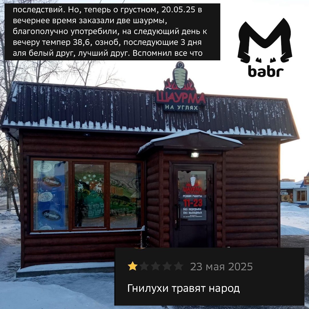 Девять человек отравились в Братске. Предварительно, все они ели шаурму. В мэрии рассказали, что у заболевших признаки острой кишечной инфекции — рвота, понос, температура. В больнице оказались шестеро, в том числе четверо детишек. Хозяин "Шаурмы на углях" Нарек Аветисян говорит, что сейчас точку опечатали: спецы взяли пробы, проводят экспертизы. Сам он мчится из отпуска, чтобы разобраться. По его словам, это всё происки конкурентов — людей он кормит давно, у многих это кафе любимое. Следком возбудил уголовку.