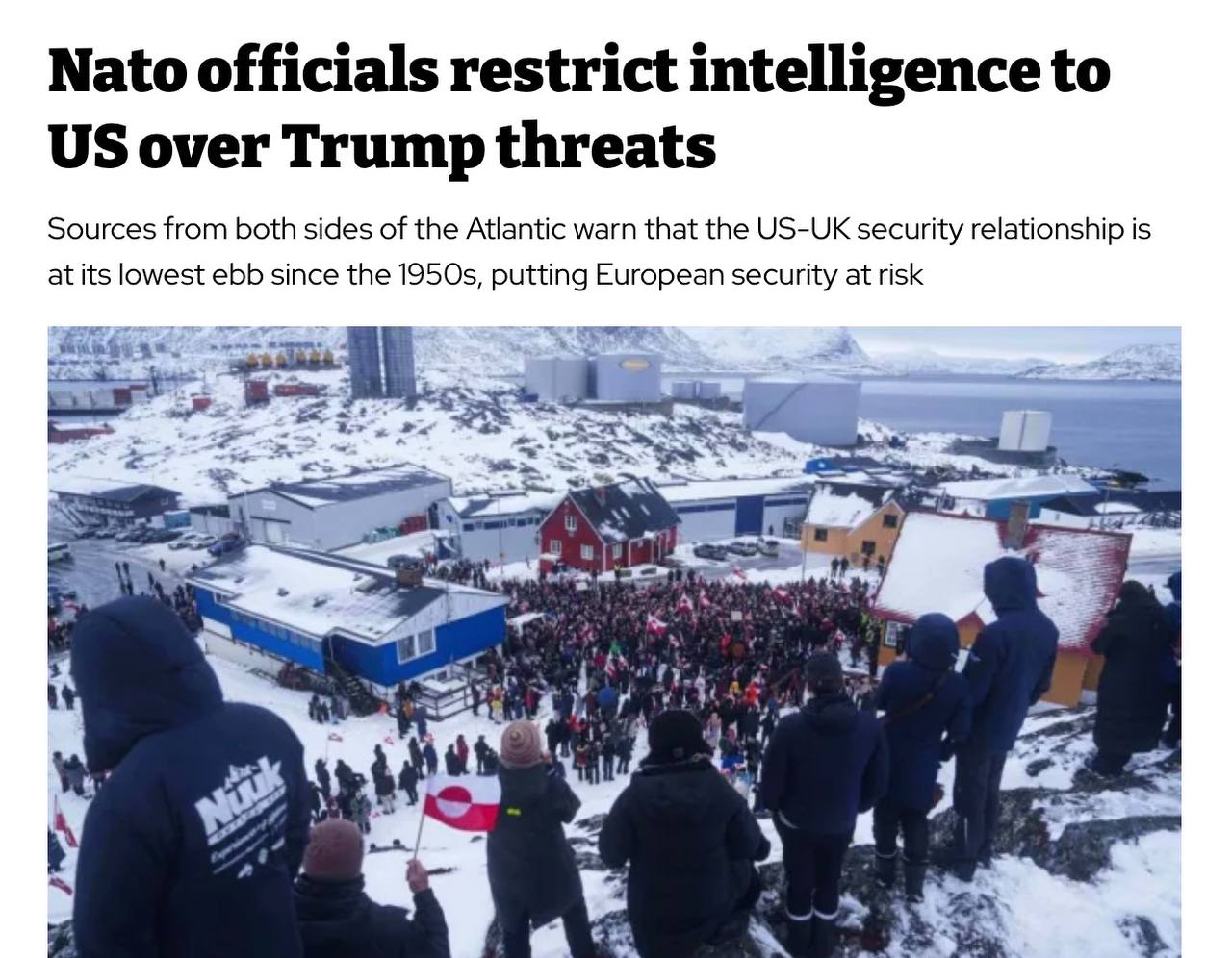 Союзники США по НАТО перестали делиться разведданными с Вашингтоном из за Гренландии Сотрудники разведывательных структуры перестали открыто говорить с США из за опасений что информация дойдет до Трампа и может быть использована в попытке захватить Гренландию силой сообщили источники The i Paper  Подписаться на RV MAX t me RVvoenkor