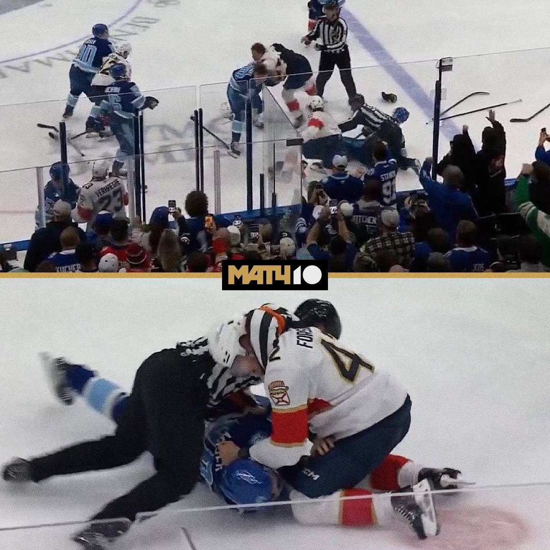 Тампа и Флорида никому не скажут что открыли филиал UFC Но знаки будут Сегодня в матче команд снова случилась массовая драка Ткачук толкнул просто стоящего Кучерова Хэйгл пошел наказывать за это Мэттью Дрались почти все кто был тогда на льду Куч наблюдал со стороны за всем но ему тоже выписали дисциплинарное удаление Всего за игру у Лайтнинг и Пантерз 147 минут штрафа на двоих hockey match