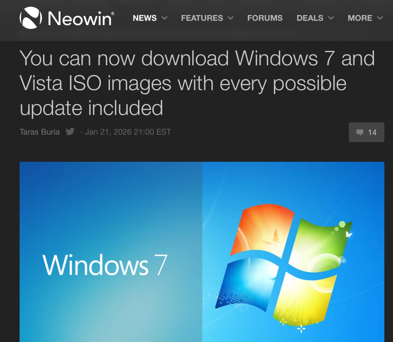 Еще подвигаемся пацаны энтузиаст выпустил ультимативные образы Windows 7 и Vista со всеми возможными патчами безопасности вплоть до января 2026 года Microsoft окончательно закрыла программу расширенной поддержки для этих систем буквально на днях Теперь легендарные ОС получили свой финальный аккорд в виде готовых ISO в которые вшито всё что выходило за последние 15 20 лет Все апдейты безопасности включая ESU и Premium Assurance вышедшие по текущий месяц В Windows 7 x64 сразу интегрированы драйверы для USB 3 x NVMe и современных сетевых адаптеров встанет даже на относительно свежее железо без танцев с бубном Автор не добавлял левых патчей стороннего софта или тем оформления только официальные обновления от MS Русский язык на борту Качаем легенду Windows 7 Windows Vista