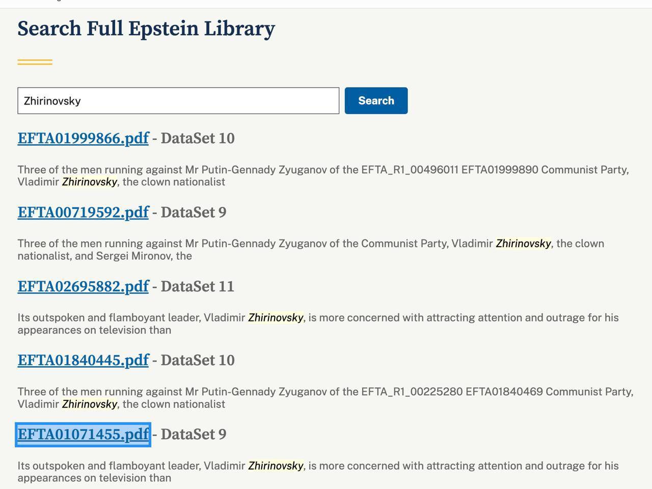 Владимира Жириновского обнаружили в файлах банкстера педофила Эпштейна Имя российского политика упоминается 5 раз banksta