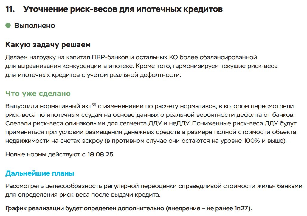 ЦБ планирует рассмотреть целесообразность регулярной переоценки справедливой стоимости жилья банками для определения риск веса после выдачи кредита сообщается в докладе регулятора цбрф ипотека rusipoteka