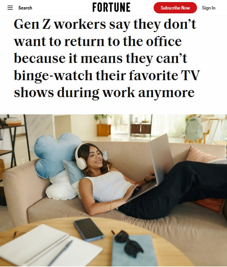 Официально зумеры объяснили почему не хотят ходить в офис там сложнее смотреть сериалы во время работы Исследование показало что 84 представителей поколения смотрят сериалы или передачи работая на удалёнке а 53 вовсе откладывают дела чтобы досмотреть финальные серии   Breaking Trends