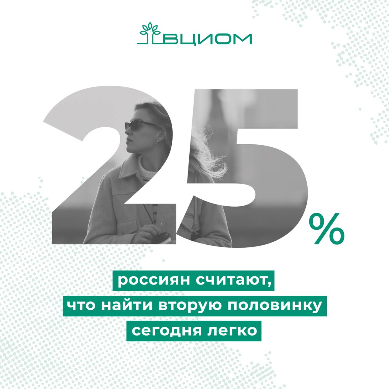 У россиян растёт иммунитет к одиночеству. Доля россиян, не испытывающих страх перед одиночеством, выросла за последние 15 лет с 54 до 68%. При этом ответы семейных россиян и россиян в поиске второй половинки отличаются незначительно #ВЦИОМ_Опрос  За тот же временной период наши сограждане стали реже считать, что найти вторую половинку сложно  63%, −7 п.п. к 2010 г. . Сегодня каждый четвёртый  25%  считает, что это простая задача  2010 г. — 18% .   Одиноким в представлении россиян можно считать человека без семьи, друзей и близких  38% ответов . Психологические аспекты отходят на второй план. Возможно, одиночество перестало восприниматься как следствие личностных особенностей — образ одинокого человека как замкнутого и нелюдимого практически утратил свою актуальность.  Источник: ВЦИОМ    Больше данных во ВЦИОМ-Навигатор