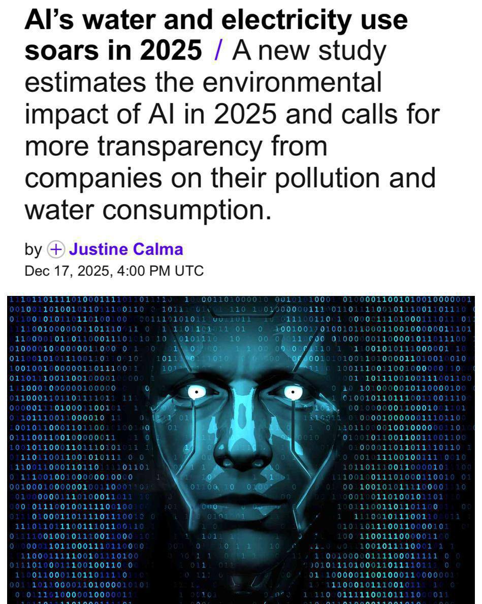 Согласно новому исследованию в 2025 году нейросети могут потреблять столько электроэнергии что выбросы углекислого газа достигнут 80 миллионов тонн что сопоставимо с уровнем выбросов Нью Йорка Для охлаждения дата центров связанных с ИИ предполагается использование до 760 миллиардов литров воды Точные данные остаются неизвестными так как крупные IT компании не публикуют статистику Эксперты выражают опасения что дальнейший рост технологий искусственного интеллекта может вызвать серьезные экологические проблемы made sense