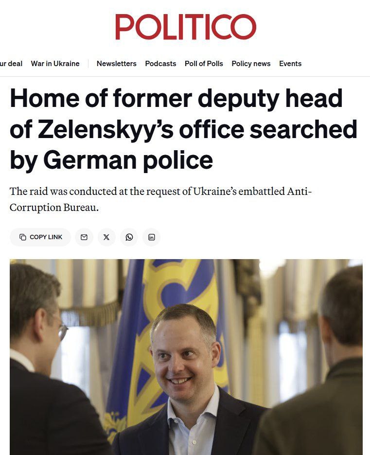 Два года назад замглавы администрации Зеленского Ростислав Шурма в Давосе говорил что украинцы будут работать как китайцы за небольшую зарплату Теперь же он обвинен в хищении 3 3 млн на энергетическом секторе во время боевых действий Национальное антикоррупционное бюро НАБУ 21 января сообщило о предъявлении обвинений Шурме который уже живёт в Германии Это уже пятый коррупционер из ближайшего окружения Зеленского который проходит по делам о хищениях и коррупции В этом списке Тимур Миндич сбежал Сергей Шефир Юрий Корявченков сбежал Юрий Кисель Зеленский заявлял что вообще не имел никакого представления о том какая коррупция происходит у него за его спиной banksta