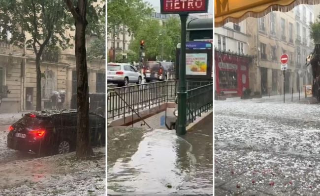 В Париже сильный шторм нарушил работу нескольких линий метро В Париже сильный шторм нарушил работу нескольких линий метро. Из-за затопления некоторых станций часть поездов не останавливалась на остановках. Стихия с проливным дождем и порывами ветра, достигавшими 90 км/ч, нарушила жизнедеятельность региона Иль-де-Франс, включающего Париж и семь близлежащих департаментов. Шторм застал жителей врасплох и парализовал связь.