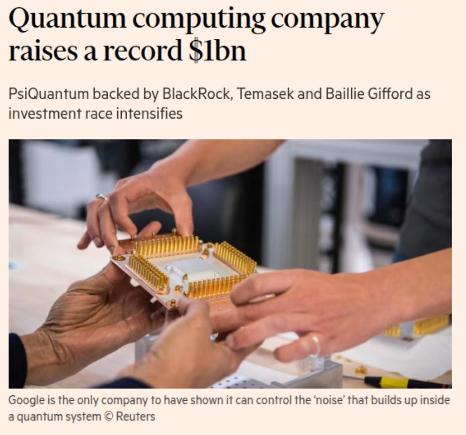 PsiQuantum привлекла рекордные 1 млрд для строительства квантового компьютера с 1 млн кубитов к 2028 году это крупнейший раунд финансирования в истории квантовых технологий Теперь компания оценена в 7 млрд и напрямую конкурирует с Google и IBM в гонке за создание полнофункциональной машины Среди инвесторов BlackRock Temasek Baillie Gifford и венчурное подразделение Nvidia Квантовые компьютеры рассматриваются как ключ к созданию новых материалов и разработке лекарств с чем классические методы справиться не могут Но реальная польза от них появится только тогда когда кубиты будут достаточно стабильны а коррекция ошибок станет рабочим стандартом PsiQuantum делает ставку на фотонные кубиты частицы света которые можно производить на обычных полупроводниковых фабриках и использовать с меньшим количеством криогенного оборудования Именно эта ставка может позволить компании обойти конкурентов   Вызовы Полной коррекции ошибок пока нет Ранее цель на 2024 год по готовой системе была сорвана 1 млн физических кубитов нужен чтобы получить лишь несколько надёжных логических кубитов для долгих программ Контекст Конкуренты активно растут Quantinuum собрал 600M оценка 10B IQM 300M IonQ Rigetti и D Wave взлетели в капитализации до 22B с 5B в ноябре Nvidia участвует в проекте несмотря на осторожные прогнозы 20 лет до работающих систем делая ставку на гибридный путь квантовые GPU суперкомпьютеры   Первую полную квантовую установку PsiQuantum планирует построить в Австралии при поддержке правительства A 940M а вторую в Чикаго Подробнее   ft com content 0a16281f 6bb4 4e60 a6f0 3a9d6f8d764a quantum ai nvidia google ibm hardware future
