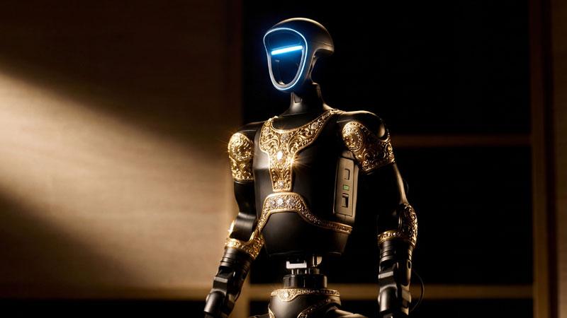 Российский производитель золотых телефонов Caviar представил робота Аладдин в восточном стиле В основе проекта лежит серийно выпускаемый робот Unitree G1 компании Unitree Robotics Компания Caviar верная своему подходу в украшении золотом и каменьями современных электронных гаджетов перенесла опыт кастомных скинов на робототехнику демонстрируя притягательную силу роскоши в самых неожиданных проявлениях Проект Аладдин создан для ценителей и не выпускается серийно Каждый робот изготавливается по индивидуальному заказу Владелец участвует в создании своего Аладдина персонализируя орнаменты декоративные элементы и символику Telegram Дзен MAX