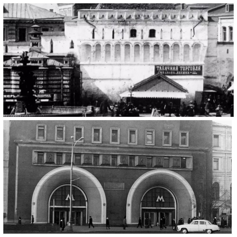 Вид на Владимирские ворота Китайгородской стены в начале ХХ века и кадр с той же точки в 1960 х годах в рубрике Родины БылоСтало Вместо снесенных Владимирских ворот был построен вестибюль станции метро Дзержинская которую в 1990 м переименовали в Лубянку Автором проекта вестибюля был Иосиф Ловейко сегодня 120 лет со дня его рождения С 1955 го по 1960 й годы Иосиф Ловейко был главным архитектором Москвы rodinargru