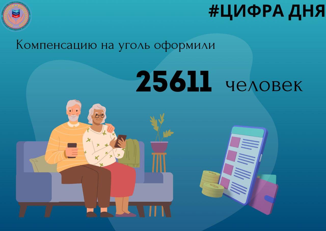 За компенсацией на уголь в 2024 году обратились 25611 человек    В 2024 году в Луганской Народной Республике за предоставлением компенсации на приобретение твёрдого топлива  угля  для бытовых нужд обратились 25611 человек.  Размер компенсационной выплаты:  - 12 500 руб. – на домохозяйство с центральным отоплением при наличии кухонного очага на твёрдом топливе;  - 25 000 руб. – на домохозяйство с печным отоплением.