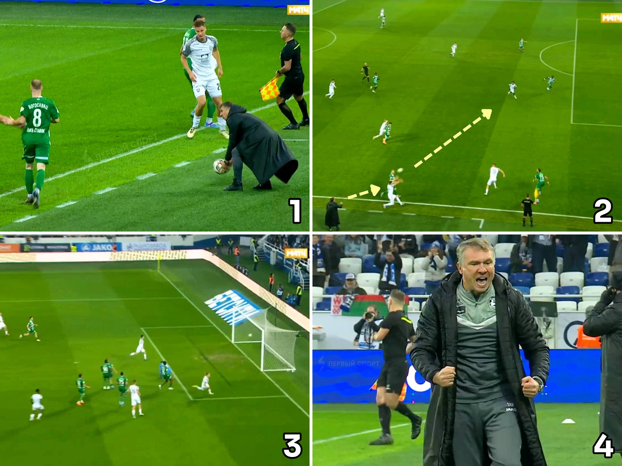 Тренер Балтики Талалаев сделал предголевую передачу в матче с Ахматом наставник калининградцев подхватил мяч и быстро бросил его футболисту своей команды для розыгрыша аута Саусь тут же вбросил мяч из за боковой Хиль в касание сыграл пяткой а Максим Петров забил в дальний угол от паса Талалаева до гола прошло всего 6 секунд В лайв таблице РПЛ Балтика которая поднялась из ФНЛ отстаёт от лидирующего ЦСКА всего на 3 очка