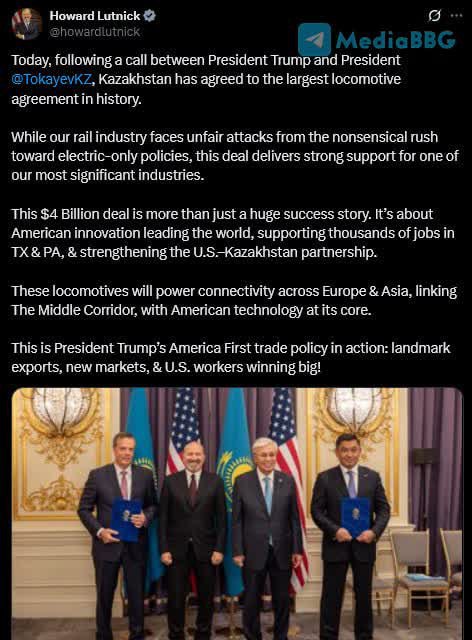 Министр торговли США Говард Лютник сообщил о заключении сделки с Казахстаном на поставку локомотивов на 4 млрд Сумма более чем внушительная и досадная колоссальный рынок который могли бы занять Трасмашхолдинг и Синара уходит заокеанским производителям Особого внимания заслуживают слова Лютника Эти локомотивы обеспечат транспортную связь по Европе и Азии соединяя Средний коридор с американскими технологиями в основе Речь о Транскаспийском международном торговом маршруте который проходит из Китая в Европу через Казахстан Каспий и Кавказ Сейчас логистика здесь сильно недоинвестирована но и местные и внешние игроки строят амбициозные планы Вспомним хотя бы недавний меморандум по Зангезурскому коридору по сути одно из ответвлений ТМТМ которым намеревается управлять американская логистическая компания С другой стороны зачем Китаю развивать перевозки по коридору контроль над которым пытаются получить США Грузопоток
