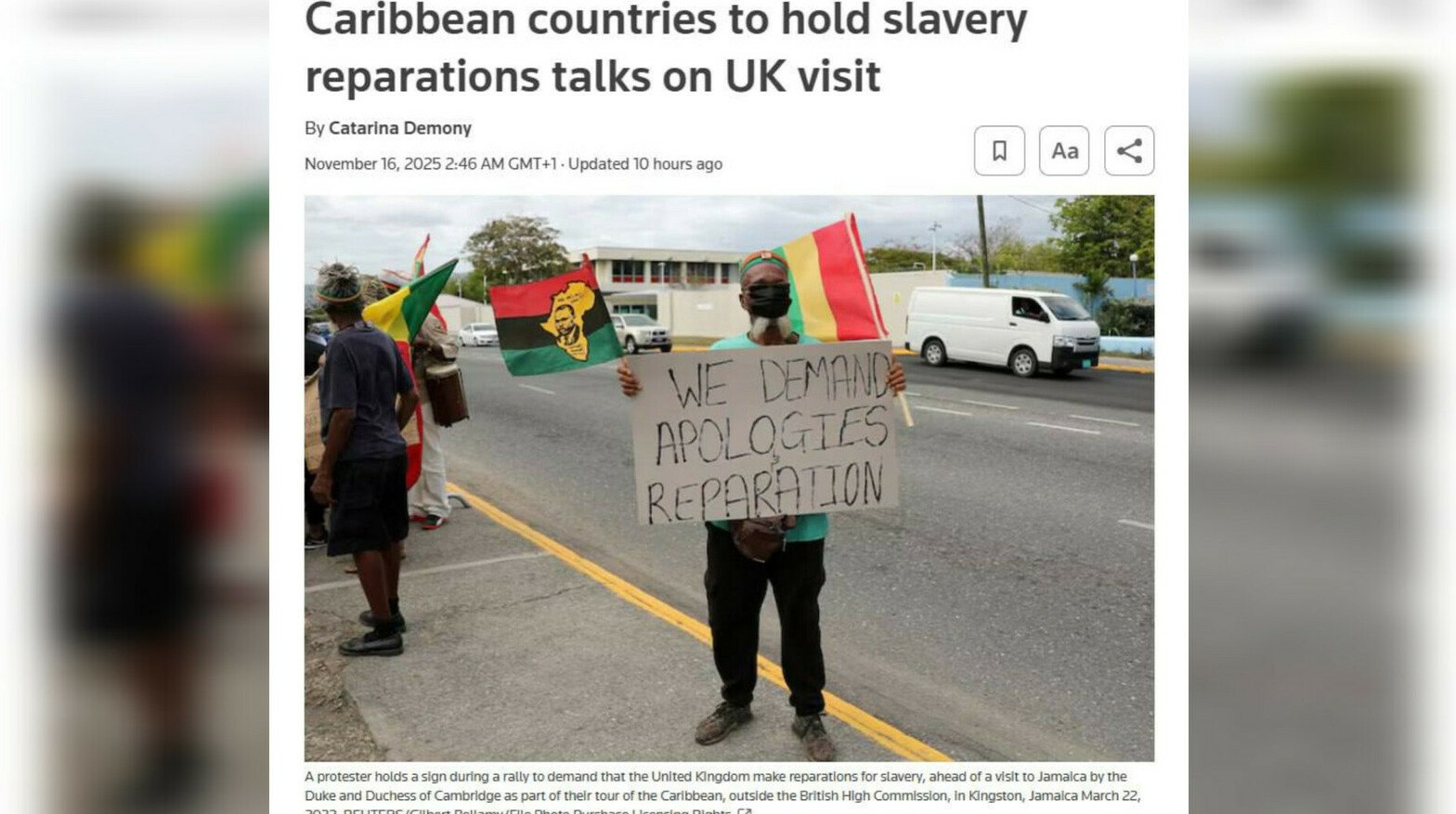 Африка и Карибы требуют от Британии репараций за рабство 15 стран Карибского бассейна и государства Африканского союза требуют от Великобритании репараций за работорговлю которая велась с XV по XIX век передает ArbatMedia Прислать новость