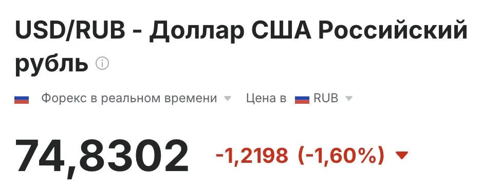 Курс доллара упал уже ниже 75 рублей Аналитики Сбера прогнозируют его дальнейшее падение до 70 рублей уже в конце апреля начале мая bezposhady