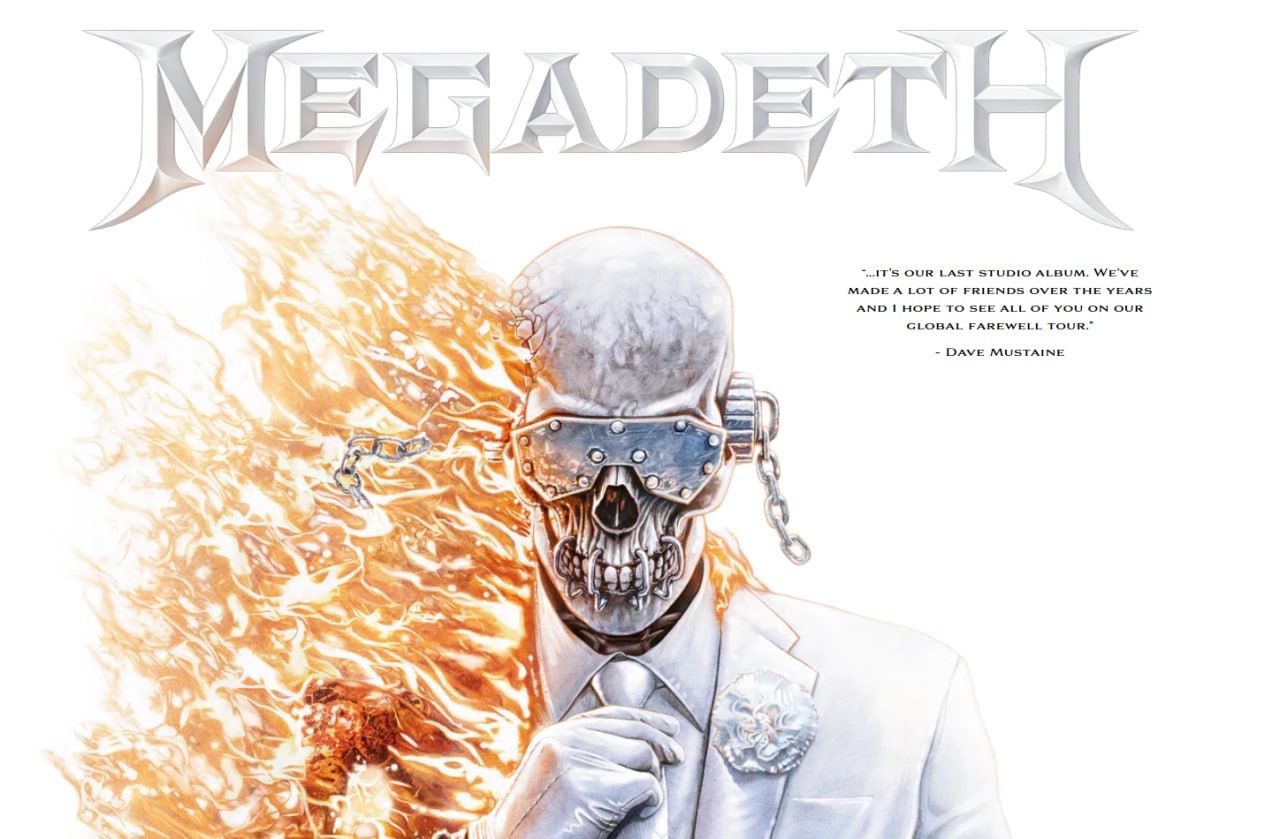 Вокалист Megadeth Дэйв Мастейн сообщил, что новый альбом группы будет последним, а тур в его поддержку станет прощальным.  «Не злитесь, не печальтесь, будьте счастливы ради нас всех, отпразднуйте со мной эти предстоящие пару лет», — написал он в обращении, размещенном на сайте группы.  При этом не уточняются название нового альбома и дата его релиза, но на сайте запущен таймер отчета времени, оставшегося до начала приема предзаказов. По состоянию на 15 августа это произойдет через 42 дня.    Подписывайтесь на «Ъ» Оставляйте «бусты»