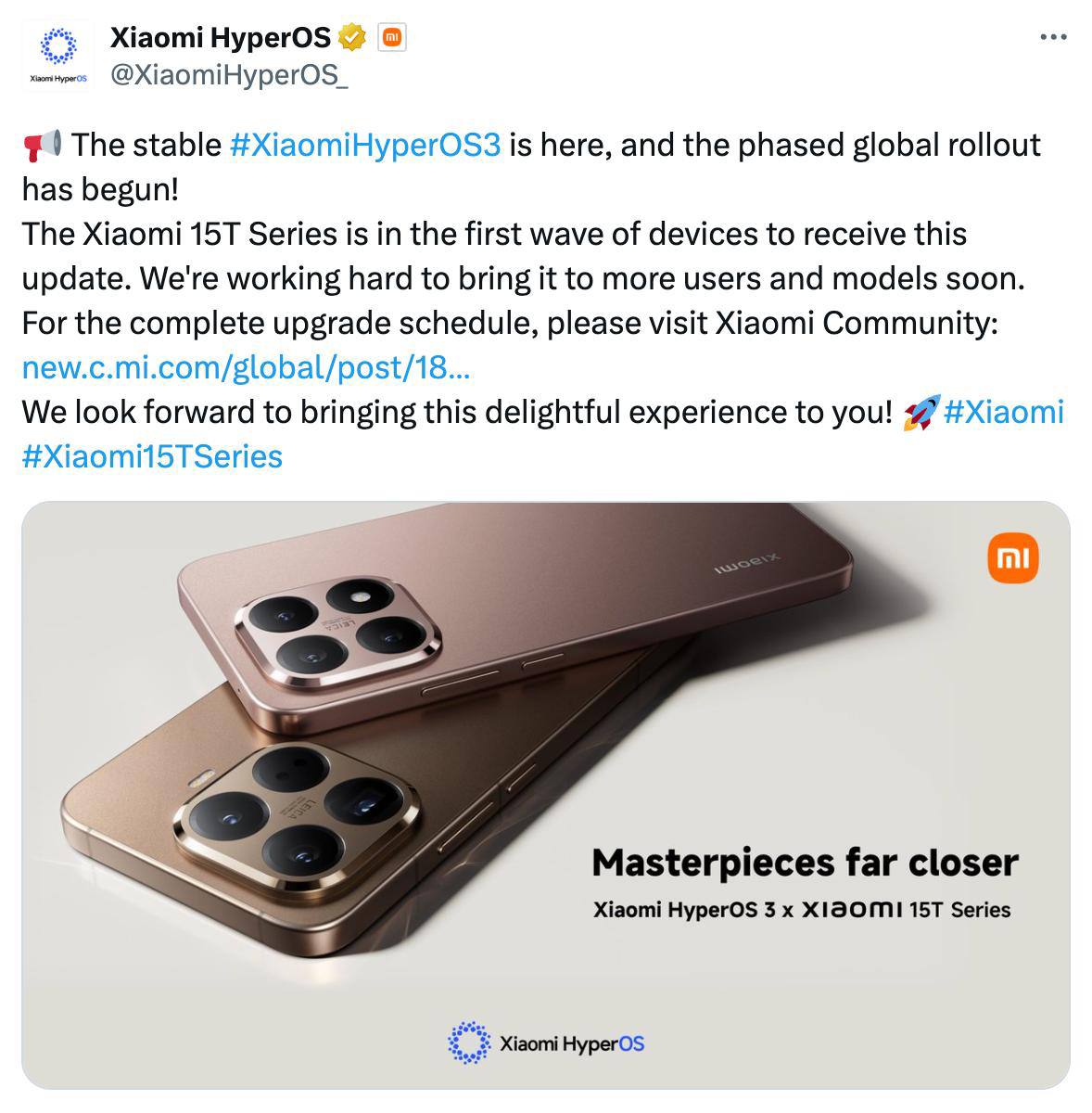 Официальный старт рассылки HyperOS 3 Global аккаунт Xiaomi HyperOS в X XTB Boost
