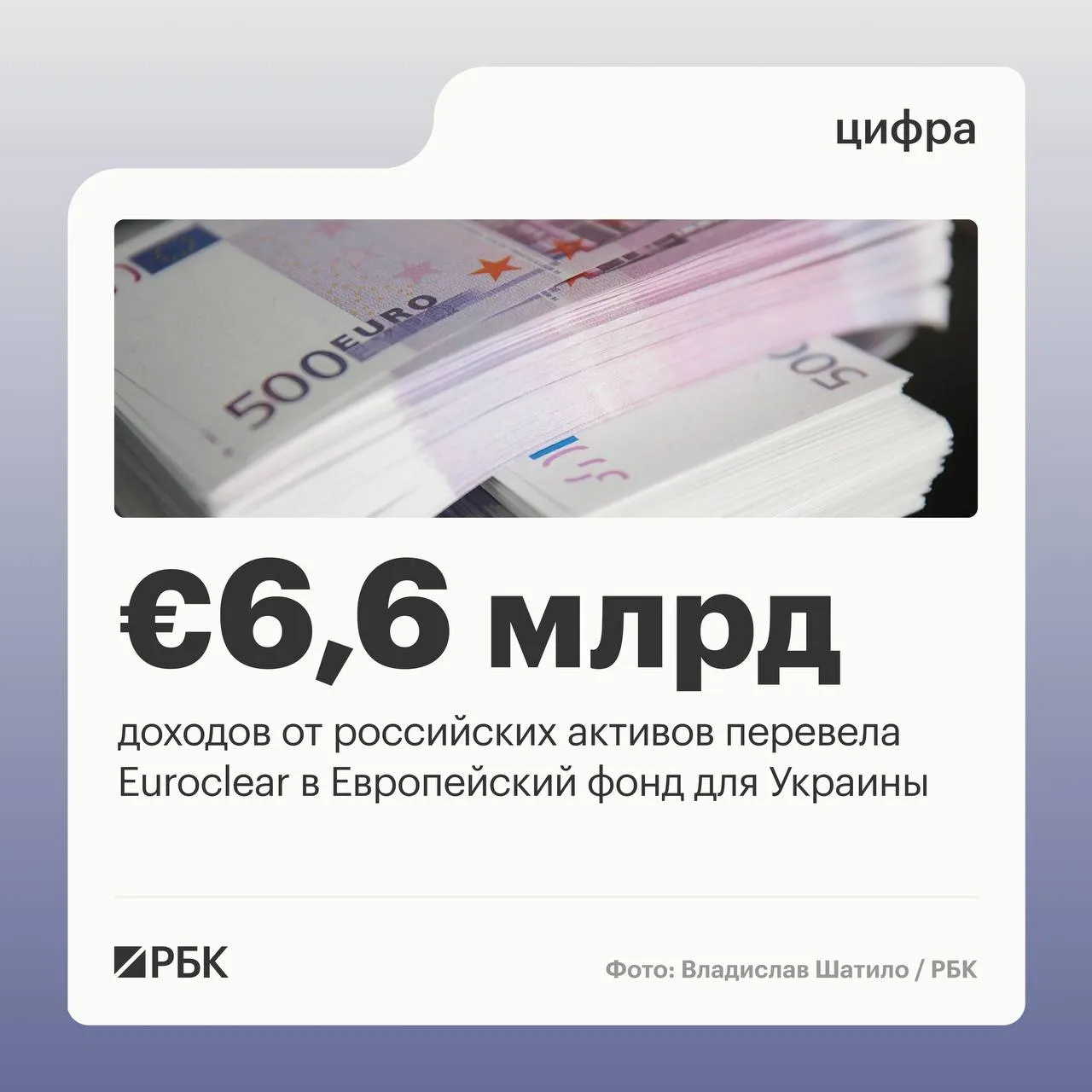 Бельгийский депозитарий Euroclear перевел Украине 6 6 млрд доходов от российских активов следует из квартального отчета размещенного на его сайте Следующий платеж на уровне 1 4 млрд должен быть направлен Киеву в июле 2026 года Отчет Euroclear за первый квартал 2026 года показывает 1 1 млрд процентного дохода от замороженных активов России что на 23 меньше чем за аналогичный период 2025 года В рамках регламента ЕС компания зарезервировала 744 млн за этот период для передачи в фонд поддержки Украины Снижение прибыли связано с падением процентных ставок  Канал РБК в Максе  Приложение РБК для iOS и Android