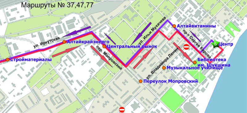 Стало известно, как автобусы будут объезжать участок улицы Ленина, перекрытый до 15 сентября В МУП «Бийскгортрансе» опубликовали схемы движения общественного транспорта на участке от Кирова до Ленина. Напомним, движением там перекрыто с 26 мая до 15 сентября в связи с раскопками ремонтами СГК. - С целью проведения работ по ремонту проезжей части автомобильной дороги по ул. Владимира Ленина на участке дороги от пер. Мопровский до площади Ленина, будет закрыто сквозное движение автомобильного транспорта по ул. Ленина на участке дороги от пр-та Кирова до площади Ленина. Движение автобусов будет осуществляться по следующим схемам, - сообщили в транспортном предприятии.