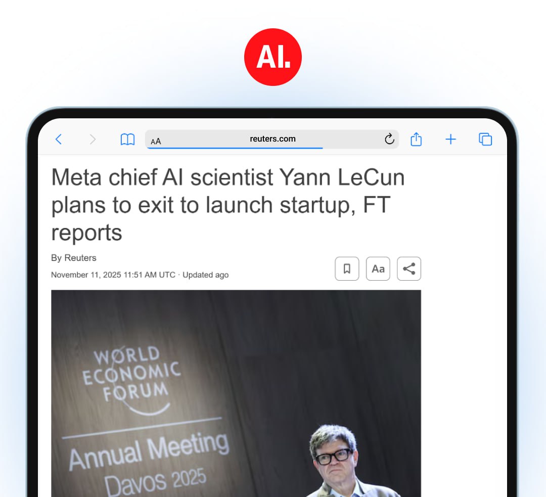 Главный ИИ исследователь Meta Ян Лекун может уйти из корпорации и заняться собственным стартапом Он уже ведет переговоры с потенциальными инвесторами говорят источники Лекун один из отцов ИИ удостоенный Премии Тьюринга за развитие нейросетей возглавлял ИИ подразделение Meta с момента его появления в 2013 году Однако после создания новой лаборатории по достижению суперинтеллекта он фактически подчиняется 28 летнему основателю Scale AI Александру Вану Ходили слухи что между ними возникло напряжение Кроме того Лекун известный скептик Он считает что на текущих архитектурах невозможно достичь AGI а будущее за моделями мира по настоящему понимающими реальность Компания Meta признана экстремистской и запрещена в России