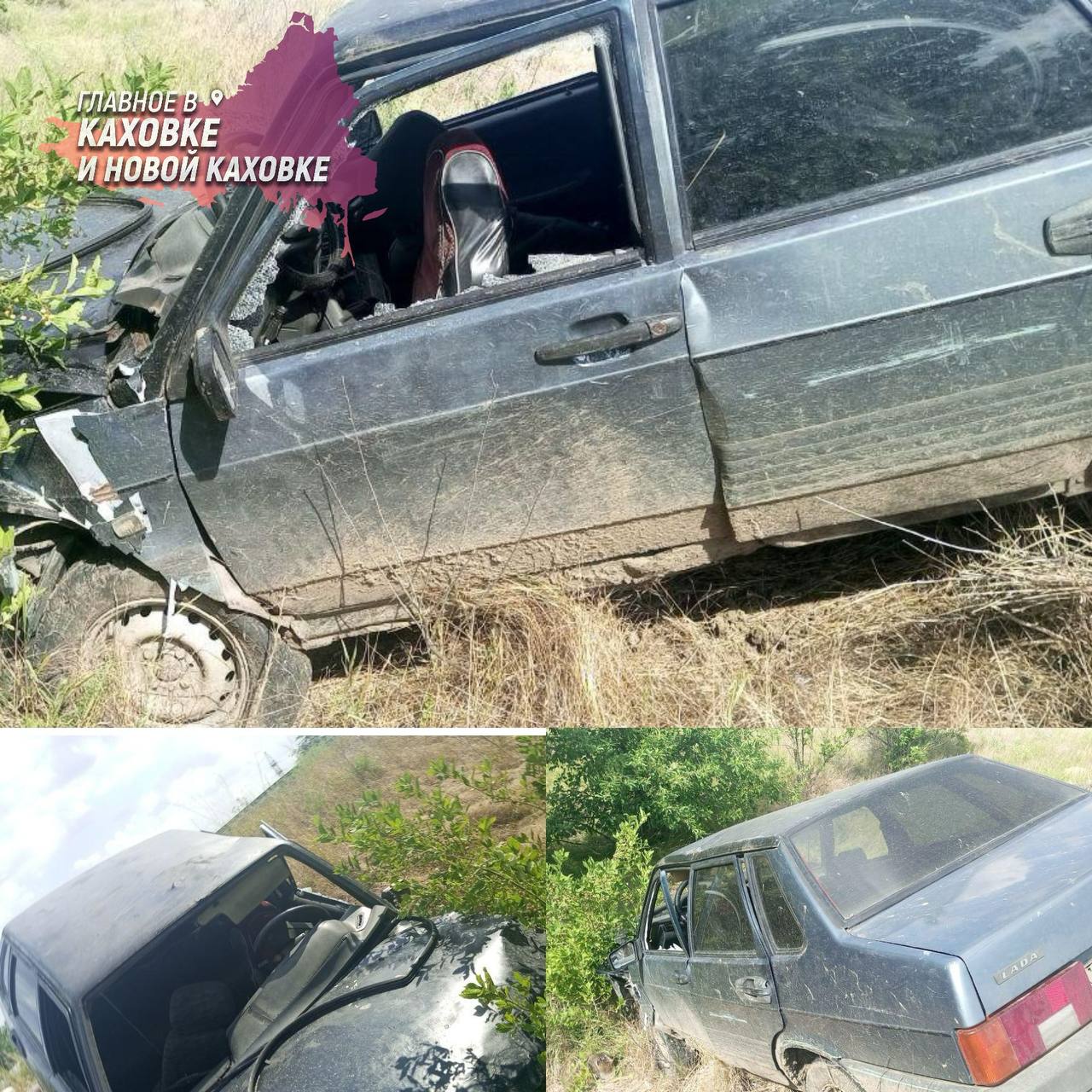 На трассе Мелитополь - Каховка произошло ДТП с легковым автомобилем  У поворота на Кирпичное водитель, скорее всего, не смог справиться с управлением, пробил ограждение и вылетел с дороги.