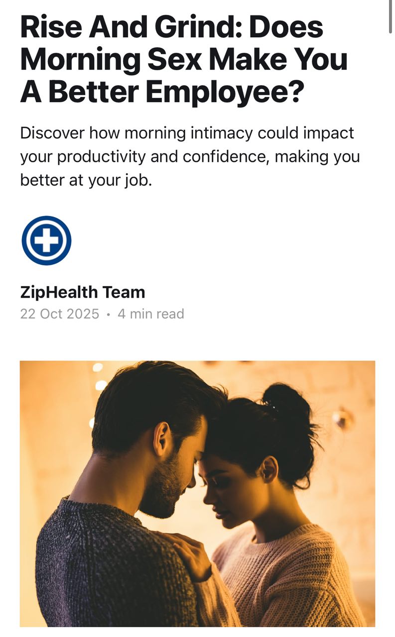 Секс с утра влияет на ДОХОД и бустит производительность показало исследование В опросе приняли участие 1000 штатных сотрудников США те кто занимался сексом перед выходом на работу показывал более высокую производительность Кто занимается сексом с утра отмечал высокий уровень производительности 71 выполнения задач 70 сосредоточенности 58 и мотивации 57 Каждый третий отметил что сексуальная жизнь повлияла на его доход и карьерный рост Почти каждый пятый кто занимался сексом с утра сказал что в прошлом году его повысили в должности Половина опрошенных работников занимающихся сексом по утрам заявили что в прошлом году они получили прибавку к зарплате Теперь вы знаете секрет успешных людей на работе