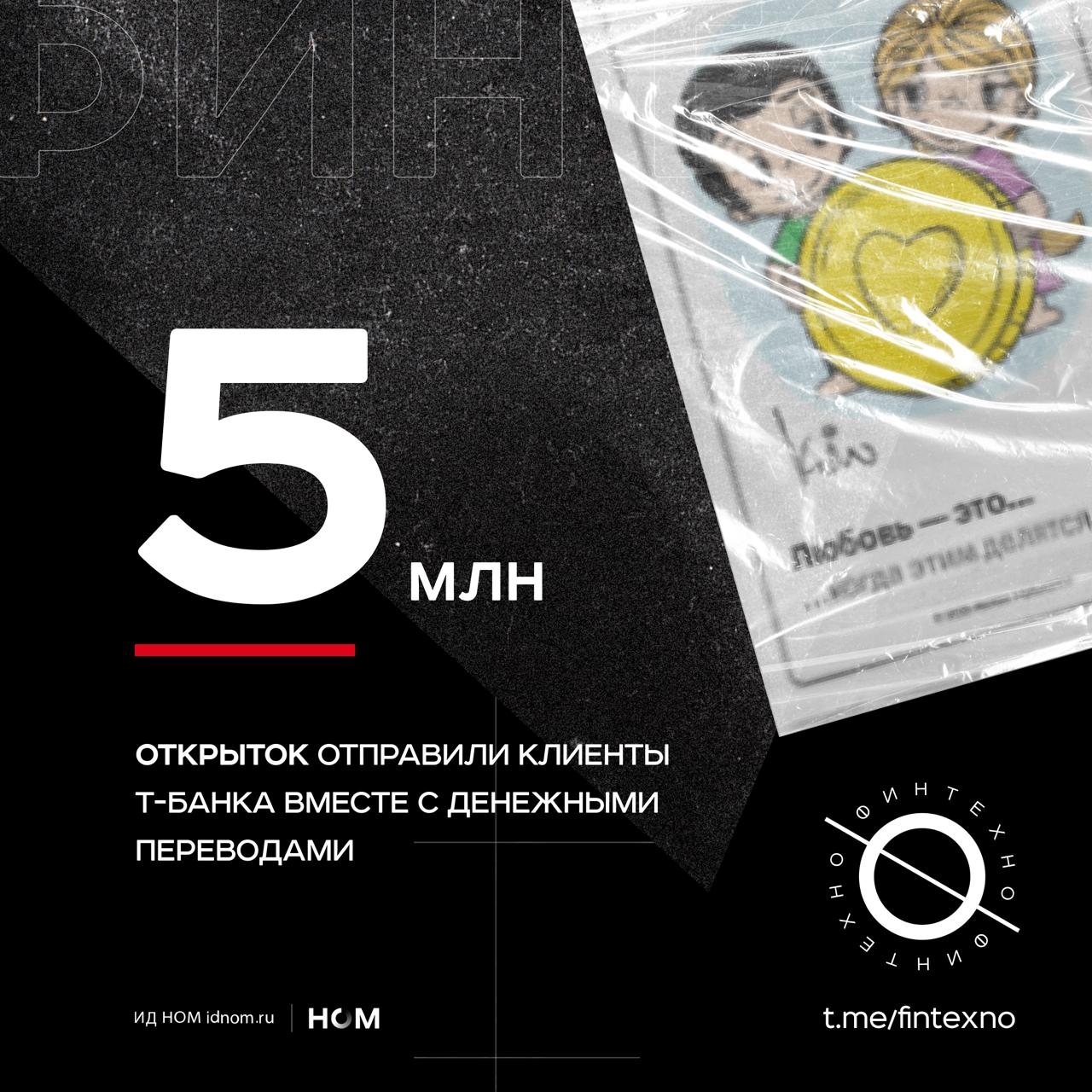За год открытки в переводах из нишевой фичи превратились в устойчивый продукт С сентября 2024 года клиенты Т Банка отправили около 5 млн переводов с открытками средний месячный прирост таких операций держится на уровне 12 С весны этого года эмоциональный слой начал отражаться на бизнес показателях если в первые месяцы средние чеки с открыткой и без неё совпадали то с апреля средний перевод с открыткой стабильно больше разница 15 А пятая часть переводов с открытками мелкие суммы до 20 руб С ними в основном идет открытка с жвачкой Love is Для банка это механизм роста вовлечённости и активности пользователей цифровых сервисов Отправители открыток в 2025 году в среднем делают на 70 больше переводов быстрее пробуют другие сервисы экосистемы и чаще возвращаются в приложение Финтехно
