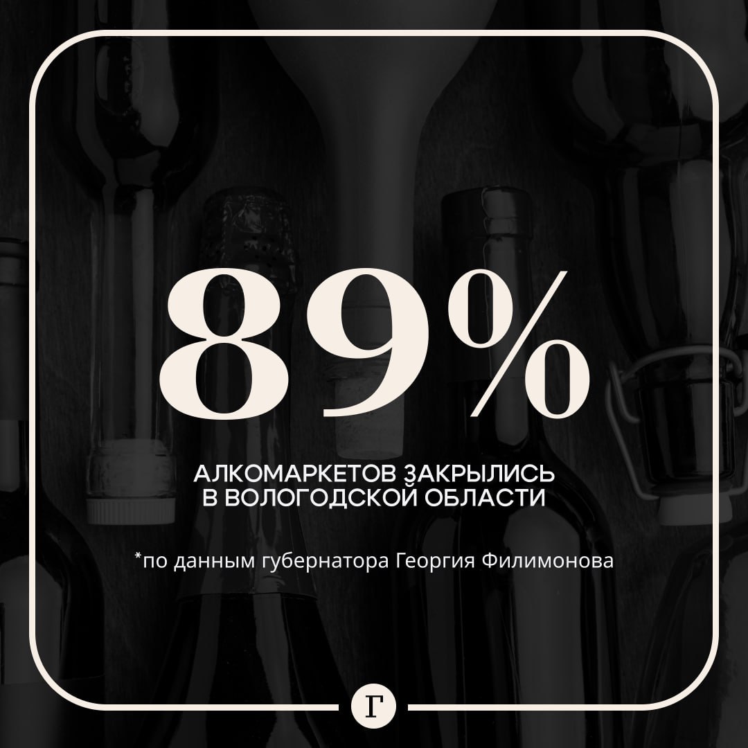 Почти 550 алкомаркетов закрылись в Вологодской области Об этом сообщил губернатор Георгий Филимонов По его данным 543 магазина из 610 прекратили работу или сменили формат на продуктовые и кафе   С марта в Вологодской области ввели строгие ограничения спиртное продают только два часа в сутки и только в будни В октябре Росстат подсчитал что жители области стали пить больше В начале декабря власти региона разрешили покупать алкоголь на Новый год и Рождество с 8 00 до 23 00   Читайте Газету Ru в MAX