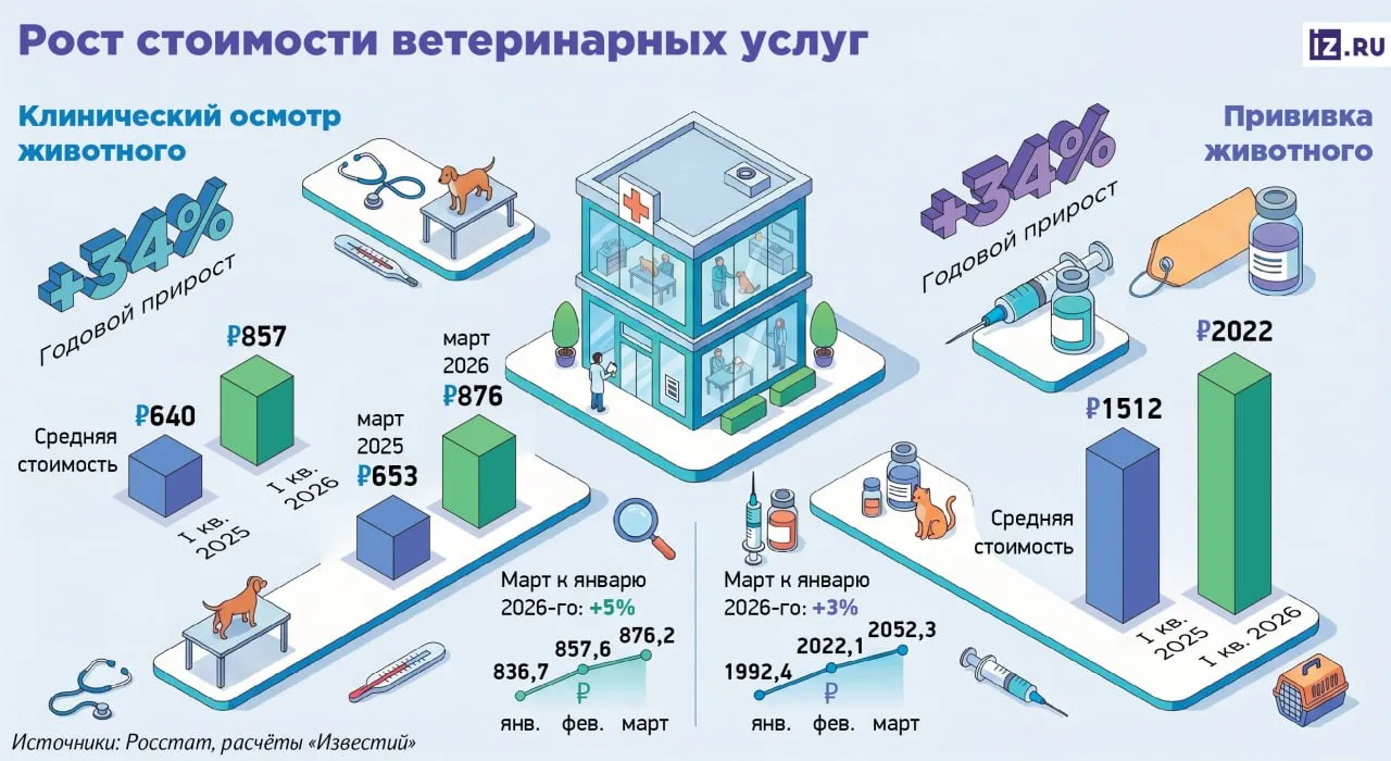 Ветеринарные услуги в России подорожали за год на 34 подсчитали Известия Средняя стоимость приема ветеринара достигла 857 рублей а вакцинация домашнего животного 2022 рублей Пять лет назад она обходилась в среднем по стране в 842 рубля jkinvest news jkinvest