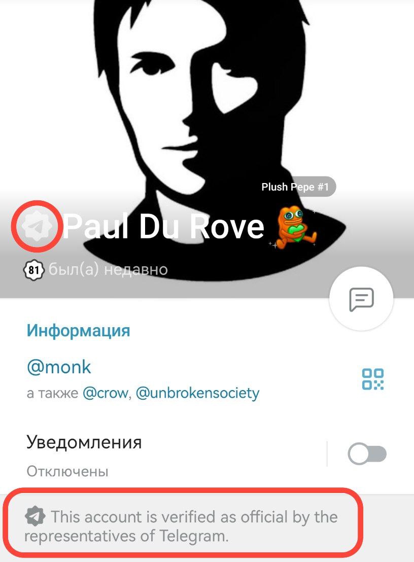 В Telegram появилась ГАЛОЧКА — новую форму верификации заметили у Павла Дурова.   Теперь рядом с именем может появиться значок «Аккаунт подтверждён представителями Telegram» — так можно будет отличить реальный профиль от фейка   Стена уже близко.     Провод