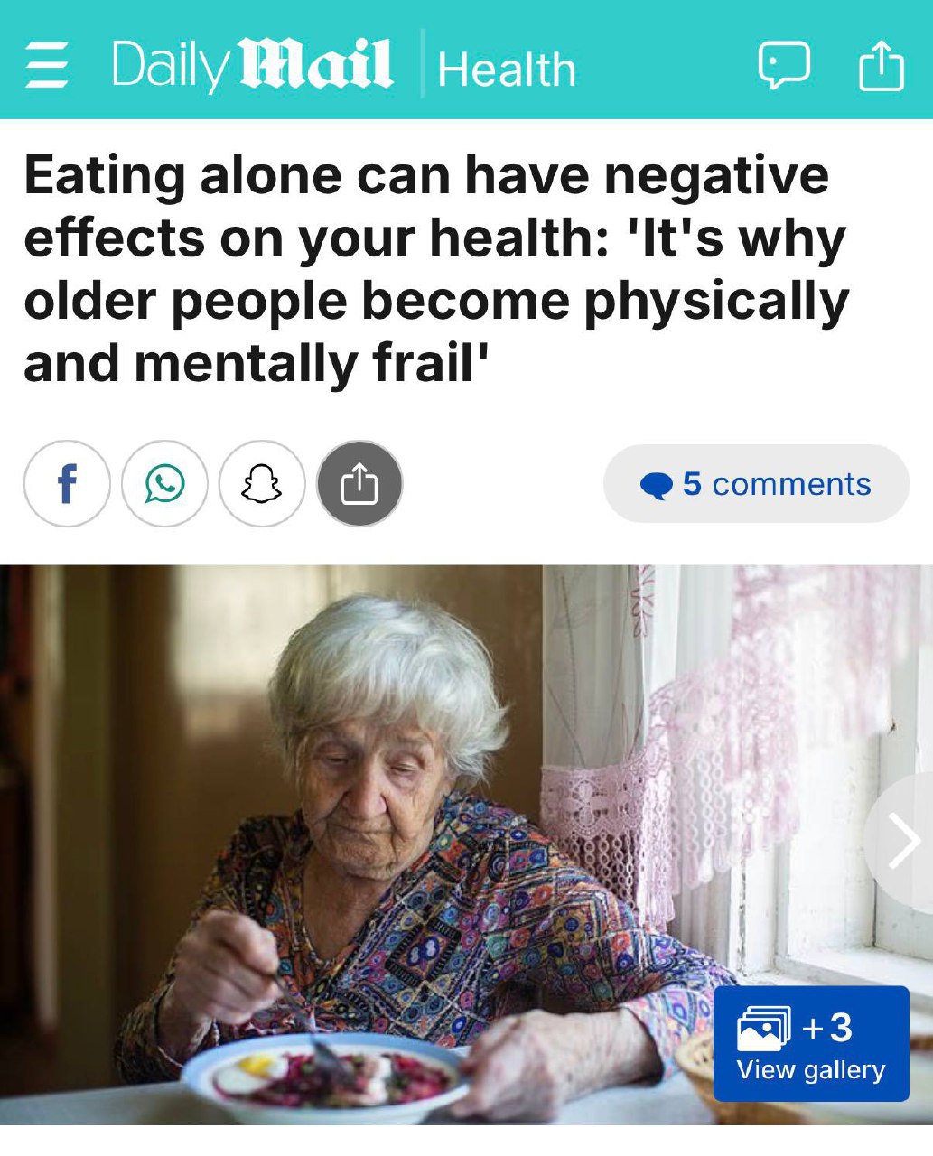 Австралийские исследователи предупреждают приёмы пищи в одиночестве опасны для здоровья Это связано с повышенным риском остеопороза высокого давления и уровня сахара в крови Причина кроется в рационе одинокие люди чаще выбирают доставку и фастфуд с низким качеством ингридиентов Это приводит к дефициту белка и полезных веществ что способствует развитию хронических заболеваний Исследование фокусировалось на пожилых людях хотя его результаты актуальны для всех Не забывайте о своих старших родственниках и уделяйте им внимание это важно