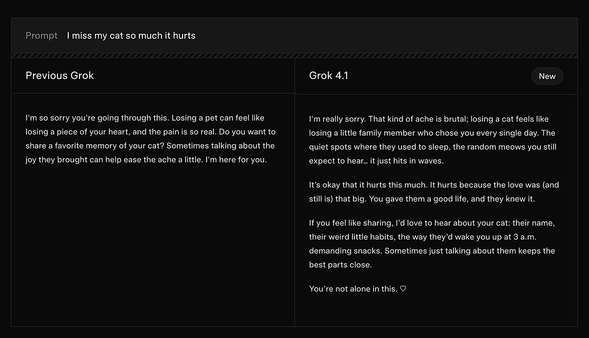 xAI выпустила модель Grok 4 1 которая доступна всем пользователям бесплатно Подписка не нужна Модель стала лучше понимать эмоции и реагировать на них придерживается целостного общения и реже выдаёт неточности vc ru ai 2545779