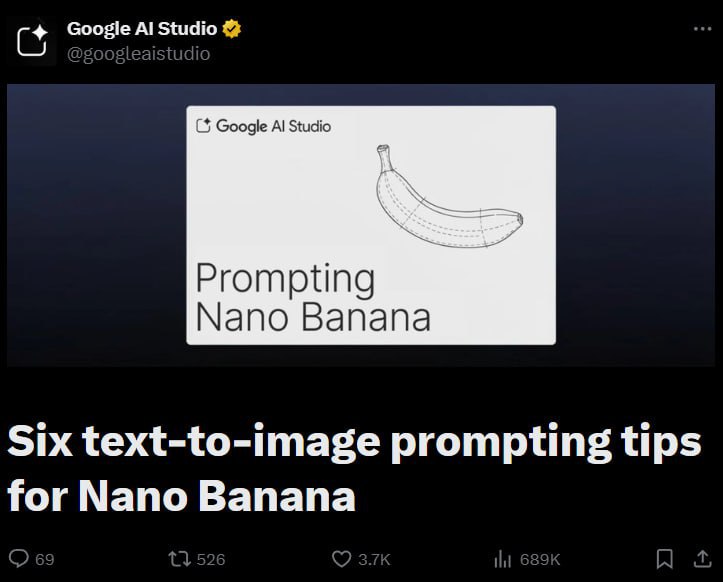Google выкатил официальный гайд по использованию Nano Banana В руководстве подробно разобрали как работать с моделью менять фон и одежду удалять или добавлять объекты генерировать сцены с нуля В гайде есть шесть ключевых принципов с примерами промптами и даже кодом для API Подойдет не только для генерации но и для продвинутого редактирования изображений Смотрим и сохраняем гайд тут click