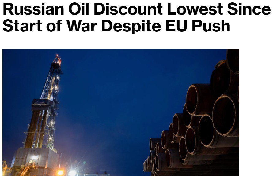 Российская нефть марки Urals торгуется со скидкой, минимальной с начала конфликта на Украине, что указывает на неэффективность новых европейских санкций — Bloomberg Читать далее