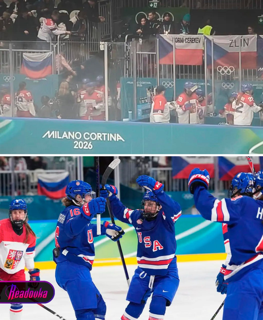 Флаг России заметили на Олимпиаде в Милане его вывесили рядом со скамейкой запасных чешских хоккеисток Болельщики вывесили флаг РФ во время хоккейного матча женских сборных США и Чехии на Олимпийских играх в Милане Русский триколор разместили прямо рядом со скамейкой запасных чешской команды над проходом пишет чешское издание Sport Флаг по словам генменеджера сборной Чехии Терезы Садиловой заметила третий вратарь после чего организаторы поспешили его снять Один из мужчин на трибунах не растерялся подбежал и выхватил триколор чтобы спрятать в карман Игру он продолжил смотреть не доставая его Российская символика запрещена на Олимпийских играх даже на трибунах в связи с санкциями Международного олимпийского комитета Зимние Олимпийские игры проходят с 6 по 22 февраля 2026 года в итальянских городах Милан и Кортина д Ампеццо Официальная церемония открытия запланирована на сегодня соревнования по части видов спорта хоккей керлинг стартовали 4 5 февраля Оставляй бусты Подписывайся на Readovka в MAX
