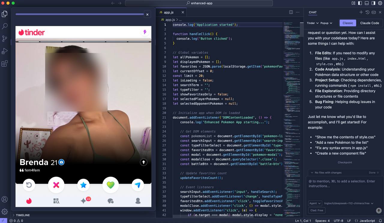 Стартап Clad Labs запустил первую брейнрот среду разработки для вайб кодинга В неё встроены TikTok Tinder X мини игры и казино Когда код сгенерирован система напоминает вернуться к работе Сооснователи прошли в Y Combinator В комментариях под постом акселератора шутят что у YC начался ИИ психоз и недоумевают почему отобрали именно этот стартап vc ru ai 2334773