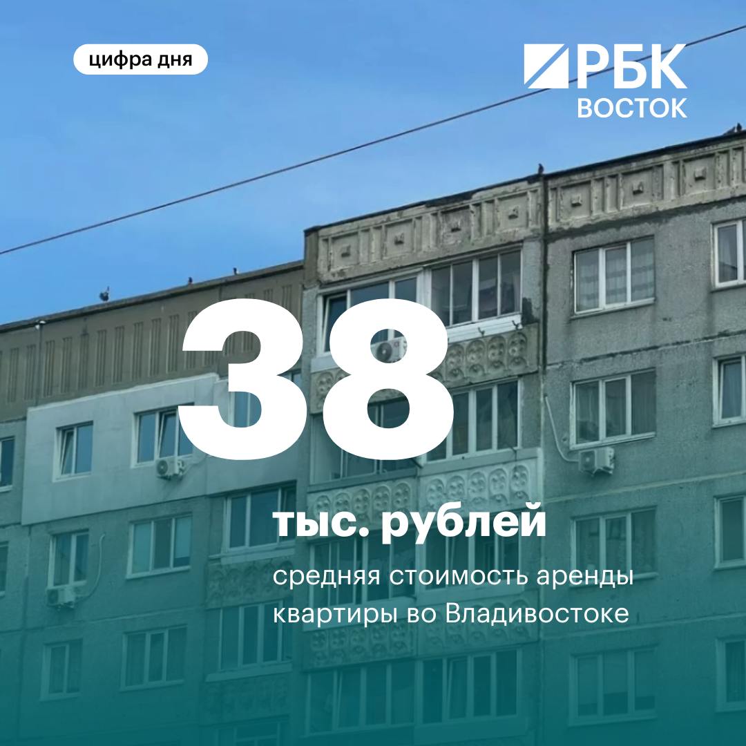 38 тысяч рублей – средняя стоимость аренды жилья во Владивостоке   Такими данными с РБК Приморье поделился руководитель группы продаж «Этажи-Владивосток» Николай Новиков. Он также добавил, что дороже всего арендное жилье в центре, а также в районе Первой речки, Некрасовской и начала проспекта 100-летия Владивостока. Самый дешевый район города – это Тихая.  #цифра_дня