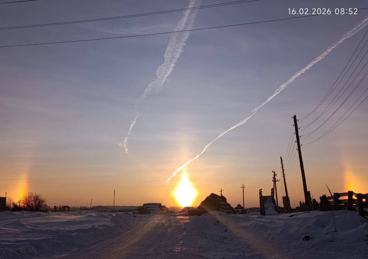 На рассвете в Омской области заметили редкое оптическое явление Сегодня утром в Саргатском районе жители увидели гало в небе появилось солнце с ушами Эффект возникает из за преломления света в ледяных кристаллах в перистых облаках на высоте 5 10 км Полное светящееся кольцо вокруг солнца бывает редко чаще видно только его часть Подписаться на Говорящий Омск Читать нас в MAX Фото Милена Пономарева