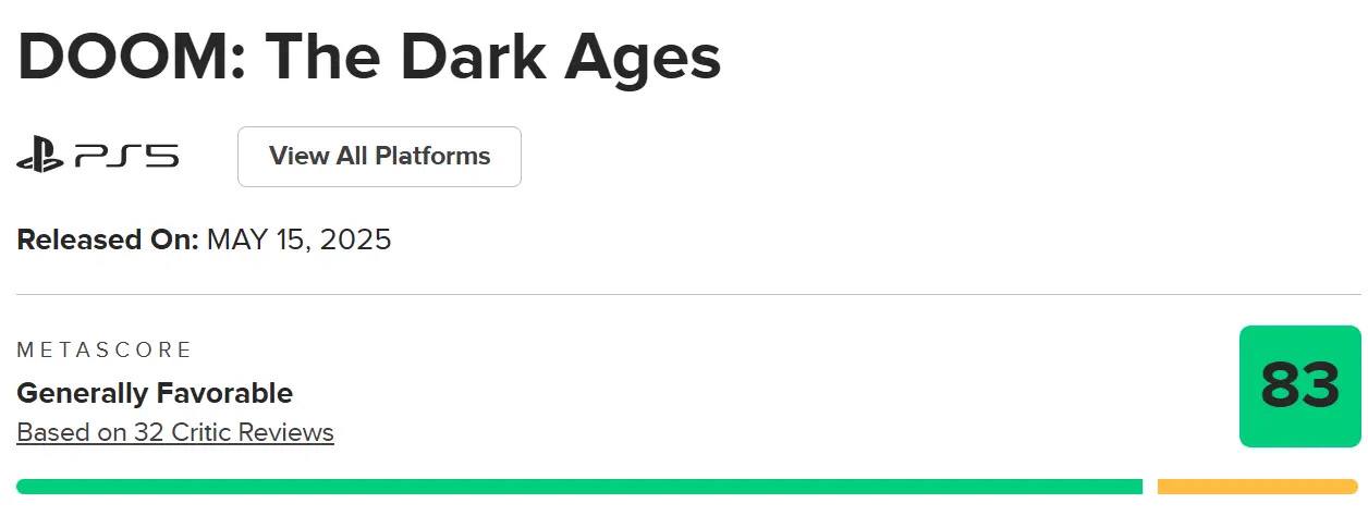 Спало эмбарго на рецензии для DOOM: The Dark Ages Адреналиновый шутер про убийцу демонов получил 86/100 на OpenCritic и 83/100 на Metacritic. Игру хвалят за сильный сюжет, называя его лучшим в серии, новые локации, в том числе — в стиле Лавкрафта, а также за интересный набор оружия. Боевая система медленнее, чем в Eternal, но не теряет драйва, предлагая более тяжеловесный стиль боя. Плюсом у игры новый «мрачный и безумно стильный» характер. Релиз состоится уже совсем скоро, 15 мая, забрать игру себе в коллекцию вы можете в .