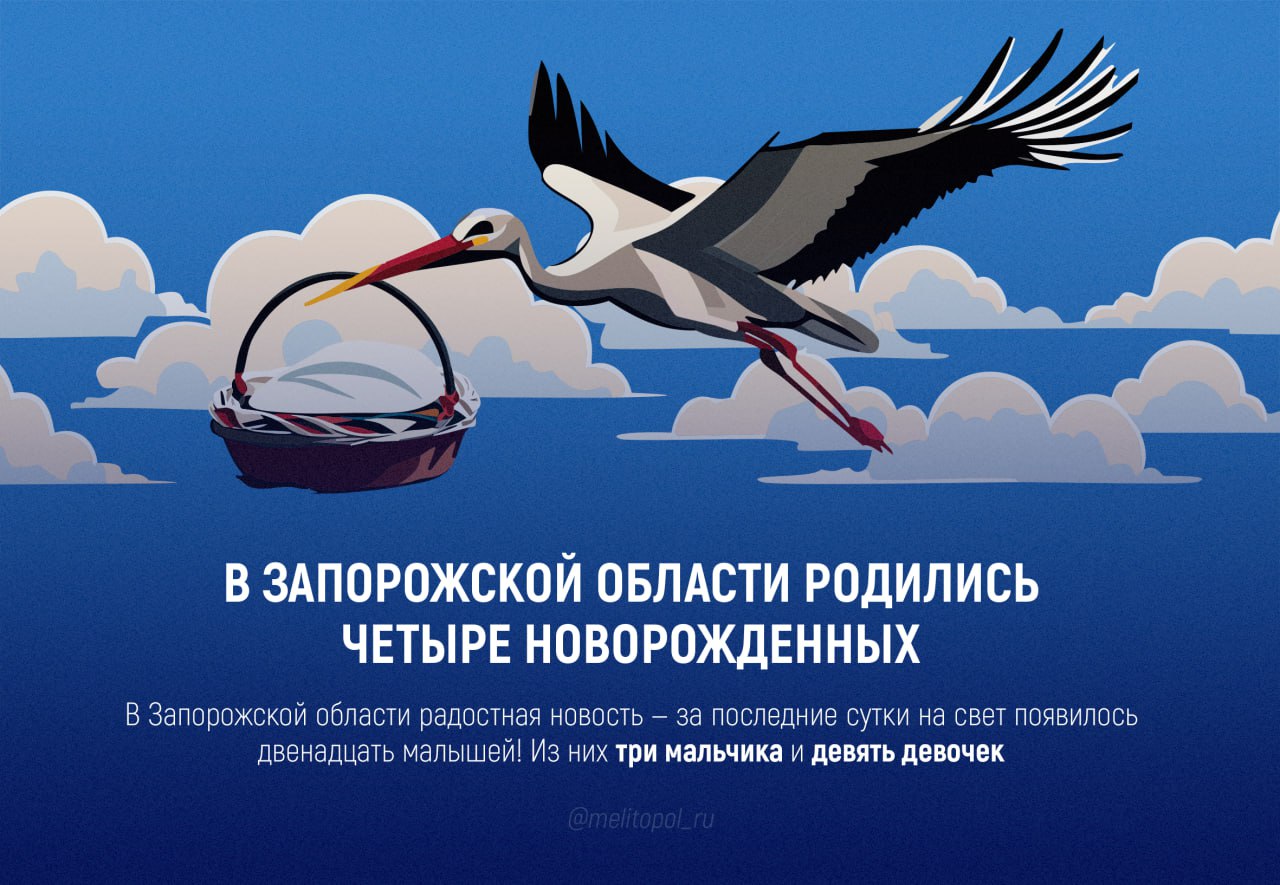 За сутки в Запорожской области родились двенадцать малышей В Запорожской области за последние сутки на свет появились двенадцать малышей. Из них девять девочек и три мальчика, сообщили в региональном минздраве.