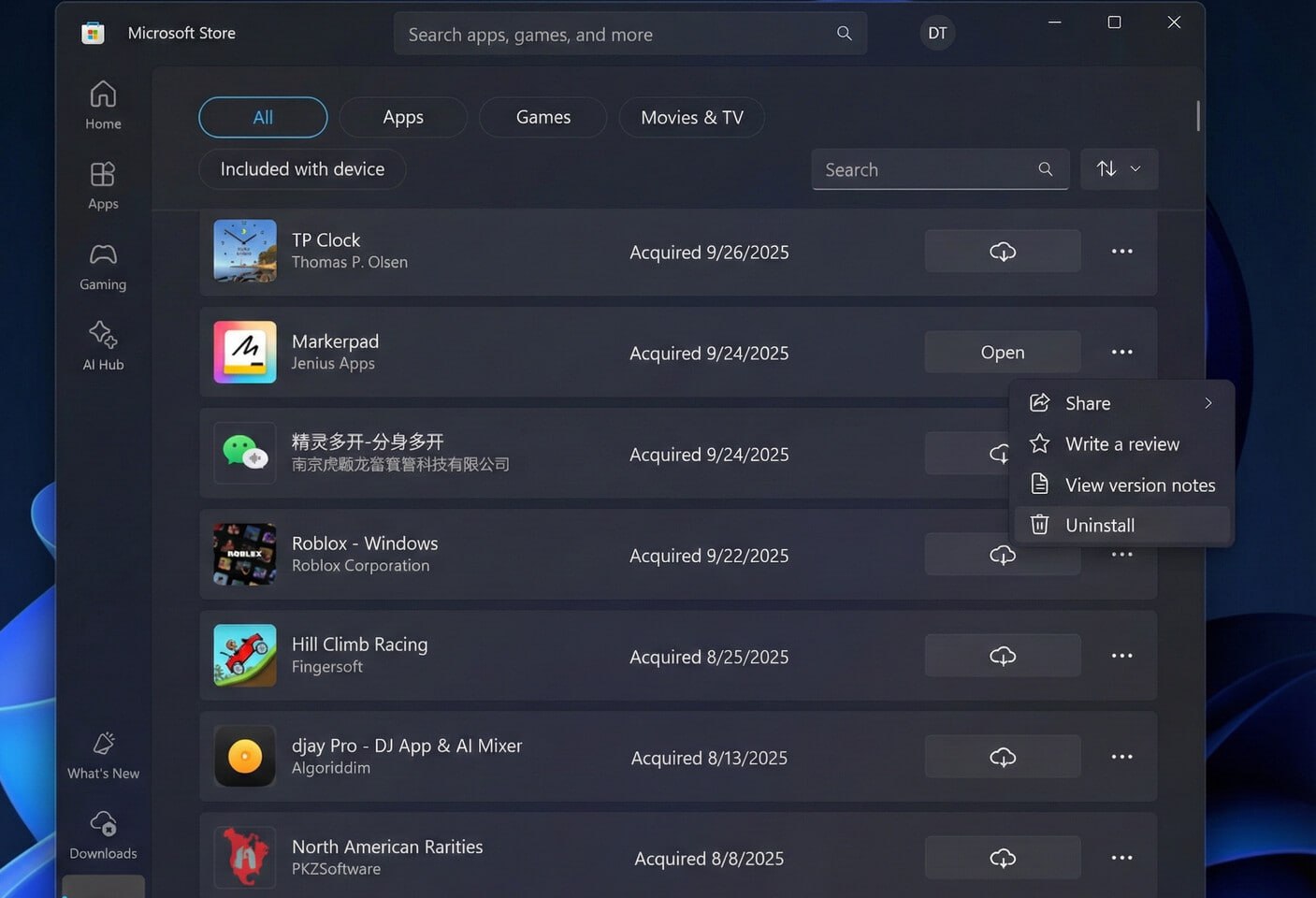 Microsoft Store научится удалять приложения Сейчас удалить приложения можно или через Панель управления или через Параметры Однако в Windows 11 Insider Preview Build 26220 7271 появилась возможность удалять программы напрямую через официальный магазин приложений Кроме того Microsoft говорит что в будущем Store станет показывать занимаемое программами место позволит индивидуально управлять обновлениями и добавит новые действия на страницах программ Мой Компьютер