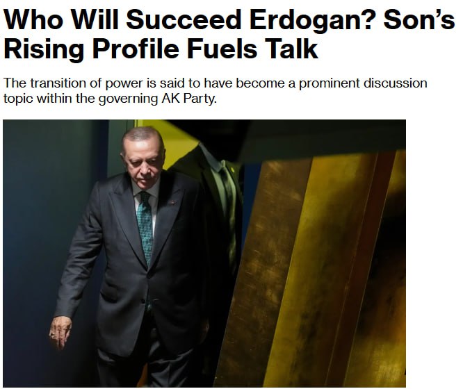 Президент Турции Эрдоган готовит сына в качестве преемника пишет Bloomberg Издание отмечает что 44 летний Билал Эрдоган становится заметной фигурой сопровождает отца в зарубежных поездках участвует в подборе чиновников и строит сеть лояльных сторонников внутри правящей партии Турции ПСР Пока Билал отрицает прямые политические амбиции но эксперты считают что он получает неформальное обучение лидерству и может стать будущим главой партии и вице президентом Сайт Страна X Twitter Прислать новость фото видео Реклама на канале Помощь