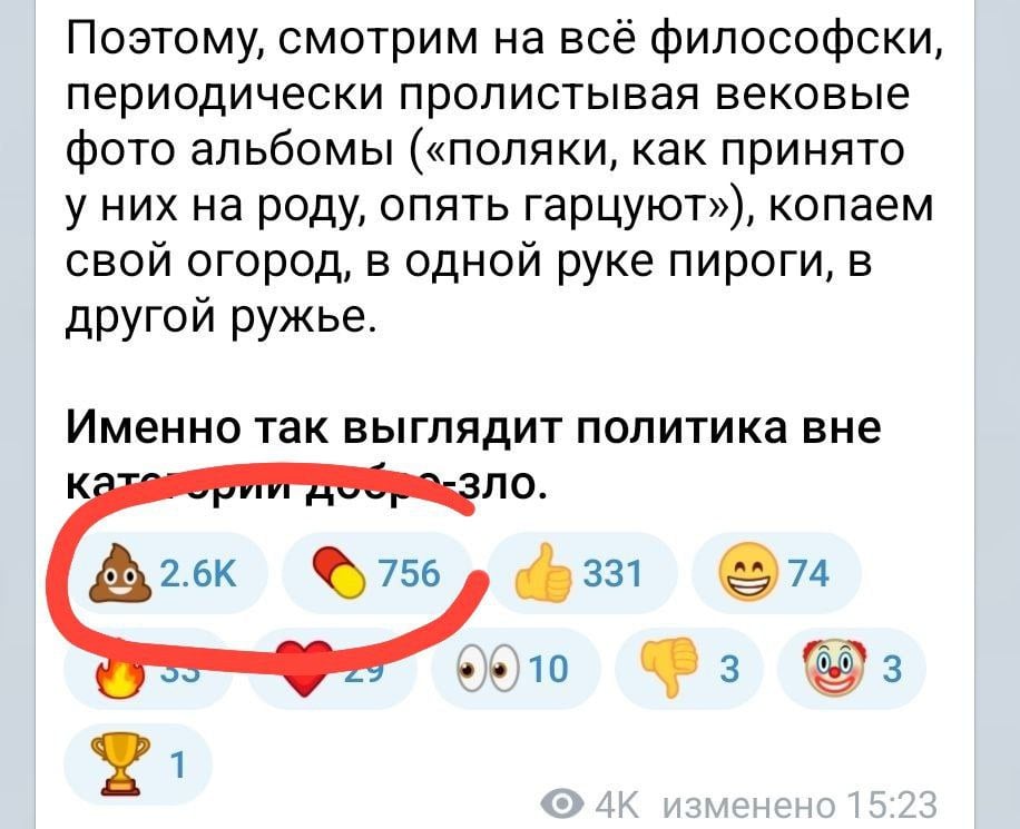 Удивляетесь неадекватной реакции?  Это ладно! 3 марта в Ютубе удалили 800.000 аккаунтов хохлов, которые оставили 10.000.000 комментариев в поддержку Зеленского. Стоимость ботов была 16 млн долларов.  А наши парни на фронте прямо сейчас делают нам подарок не в виде смайлов, а в виде освобождённых земель. Например, наши уже вошли в Суджу. Я, как женщина практичная, ценю именно такое внимание