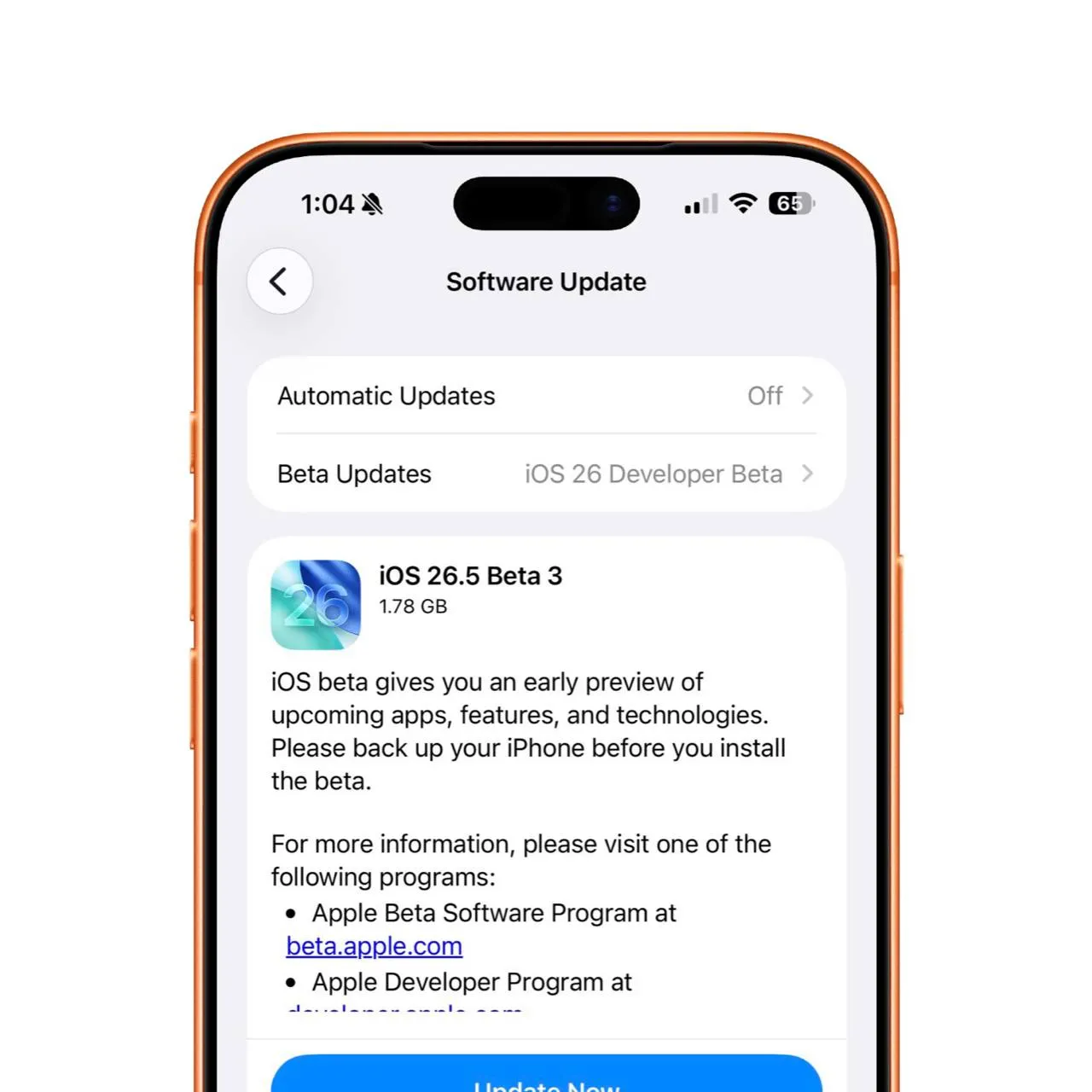 Стали доступны свежие beta версии До iOS 26 5 beta 3 смартфон обновился без проблем Хочется написать о том как рискованны beta версии но в последние дни опаснее с релизной версией Всегда делайте свежую резервную копию перед обновлением