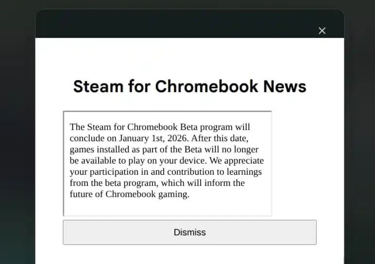 Релиз Steam на ChromeOS не состоится Программа тестирования Steam для компьютеров Chromebook официально закроется 1 января 2026 года. После этого игры, установленные в рамках беты, станут недоступны. Несмотря на минимальные требования и наличие 99 игр, Chrome-версия маркетплейса не получила достаточной популярности. Сейчас Google работает над объединением Android и ChromeOS в единую платформу. В сообщении отмечается, что опыт проекта ещё пригодится для улучшения гейминга на хромбуках. #новости #Steam #ChromeOS