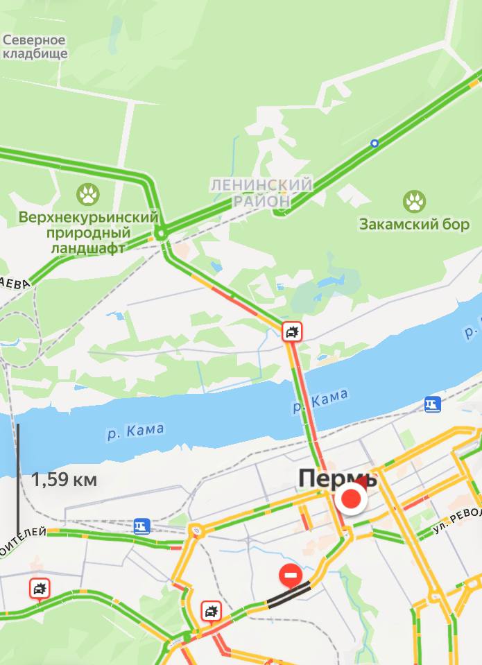 Четырехкилометровая пробка образовалась из-за ДТП перед Коммунальным мостом   Движение по улице Попова и мосту затруднено в сторону Закамска, а движение по улице Спешилова — в сторону центра Перми.   Добрались на работу? —    : Яндекс.Карты   Подписаться       Дать «буст»