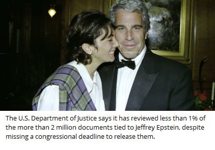 Минюст США опубликовал менее 1 12 тыс из более чем 2 млн документов по делу внезапно умершего в изоляторе педофила Джеффри Эпштейна в связях с которым подозревается практически вся политическая элита При этом нагло нарушен срок опубликования установленный Конгрессом А в несчастном 1 большая часть скрыта цензурой Слишком громкий скандал получается надо срочно отвлекать внимание внешней агрессией ГУ БАЗА Бот обр связи